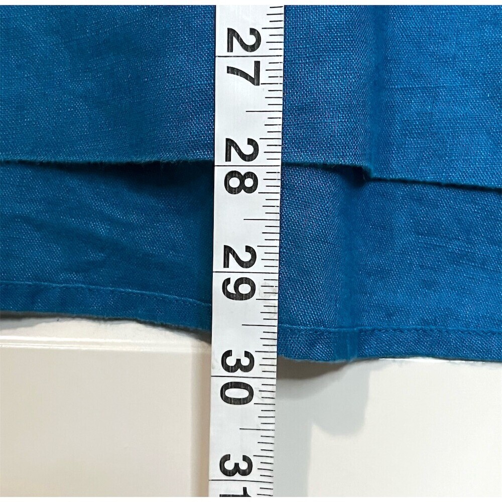 J. Jill 100% Linen Blue Tunic Top Womens M Breathable Beachy Summer Lightweight - Picture 9 of 11